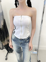 975. Line zipper crop top (3color)