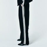 [UNISEX] Satin-Trimmed Racing Trousers (Black)