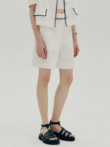 ツイード刺繍ショートパンツ / Tweed embroidery shorts - Light blue
