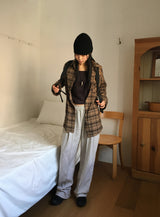Gaten brushed check long-sleeved shirt