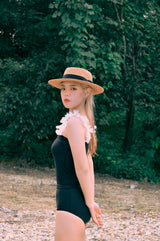 ラッフルマルチトリコットスパンロングチューブトップ/ruffle multi tricot span long tube top (black)