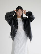 バルーンレザージャンパー / Balloon Leather Jumper (2color)