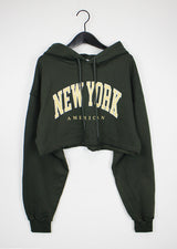 ニューヨーククロップフーデッドTシャツ / New York Crop Hooded T-shirt (2color)