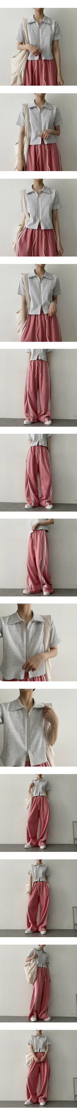 クリトゥウェイリブドカラージップアップ / Krituway ribbed collar zip-up