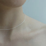 シルバーシンスレッドネックレス/SILVER THIN THREAD NECKLACE(CHOKER) (925 silver / basic)