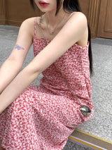 グリックフラワースクエアロングナシワンピース/Greek Flower Square Long Sleeveless Dress