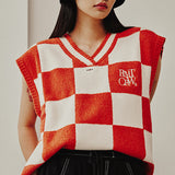 チェッカーボードテリーベスト/CHECKER BOARD TERRY VEST_ORANGE