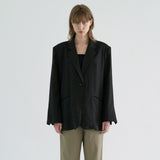 テーラードリネンジャケット / TAILORED LINEN JACKET, BLACK