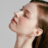 [925 SILVER] Pearl Ribbon Earring