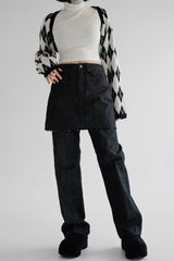 スカートレイヤードデニムパンツ / no.7713 Skirt Layered Denim Pants