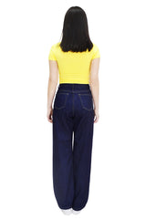 90sベアクロップスパンショートスリーブTシャツ/90s bear crop span short sleeve t-shirts (yellow)