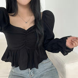 Smocked Back Chiffon Blouse
