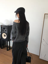 【マフラーセット】バレルウールチョーカータイVネックノーカットニット