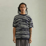 ノイズハーフスリーブニット/NOISE HALF SLEEVE KNIT (NAVY)