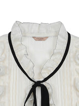 フリルシャーリングリボンブラウス / Frill Shirring Ribbon Blouse