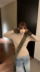 Color combination half polar long sleeve knit