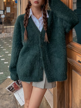 (UNISEX)アーサーアンゴラVネックカーディガン