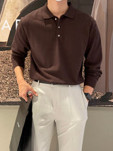 ローウォッシャブルボタンカラーニットウェア / Low Washable Button Collar Knitwear (9 colors)