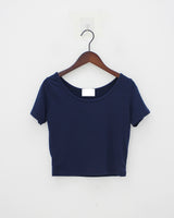 ショートスリーブクロップUネックTシャツ/Short Sleeve Cropped U-neck T-shirt (5color)