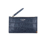 CROCODILE EMBO POCKET WALLET-NAVY/GRAY
