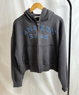 vintage denim hood zip-up