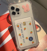 Mochi Rabbit Pink Carrot Card Storage Phone Case