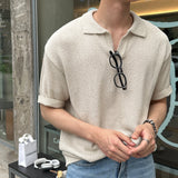 アンダーブックルオープンカラーショートスリーブニットウェア / Ander Bookle Open Collar Cool Short-Sleeved Knitwear (4 colors)