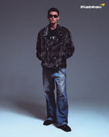 オーバーサイズパッデッドバイカージャケット/oversized padded biker jacket