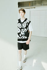 STITCH WIDE TURN UP HALF PANTS BLACK (6554120552566)