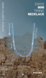 ブルーミニテニスネックレス/[S925] Blue Mini Tennis Necklace (rosegold)