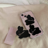 コットンバニーポポスマホグリップ/Cotton bunny popo Smart Tok black