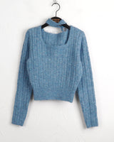Rucle Choker Set Wool Square Neck Ribbed Knit