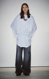  BLUR HEART CAPE SLEEVE T-SHIRTS_WHITE