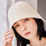 VA Square Applique Knit Bucket Hat / Ivory