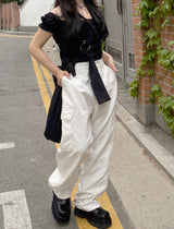 ステッチワイドコットンカーゴパンツ / Stitch Wide Cotton Cargo Pants