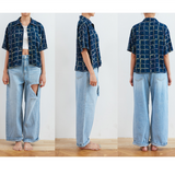 [Hawaiian Crop Shirt] Reef Check - Navy (6626230632566)