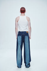 ハイパー ブラッシュ ウォッシング ワイド デニムパンツ / Hyper Brush Washing Wide Denim Pants Blue