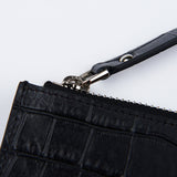 クロコダイルエンボクラッチ/CROCODILE EMBO CLUTCH-BLACK