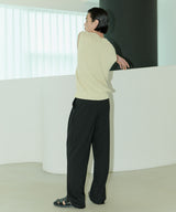 UNISEX PINTUCK STITCH WIDE PANTS M - BLACK (6689418641526)