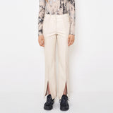 フェイクレザースリットトラウザーズ/Faux-Leather Slit Trousers _ Ivory