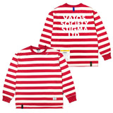 23ストライプオーバーサイズロングスリーブTシャツ / 23 STRIPE OVERSIZED LONG SLEEVES T-SHIRTS RED / BLACK