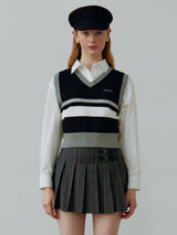 PREPPY KNIT VEST BLACK