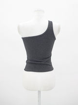 リブワンショルダースリーブレス / Ribbed One Shoulder Sleeveless (4color)