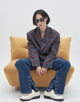 Peaked Lapel Check Pattern Blazer (6596179001462)