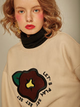 SETSETSET BIG FLOWER NAPPING SWEAT SHIRT IVORY (6652492742774)