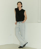 UNISEX SEMI WIDE SNOW DENIM PANTS M - LIGHT BLUE (6689427062902)