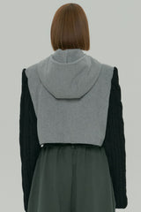  WOOL KNIT DUFFLE COAT / GRAY