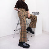 ハイウェストチェックフレアスラックス/SI High-Waist Check Flared Slacks