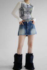トゥルーローラーライズジーンズスカート / true roller-rise jean skirt