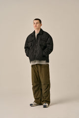 QUILTING SHIRT JACKET - BLACK